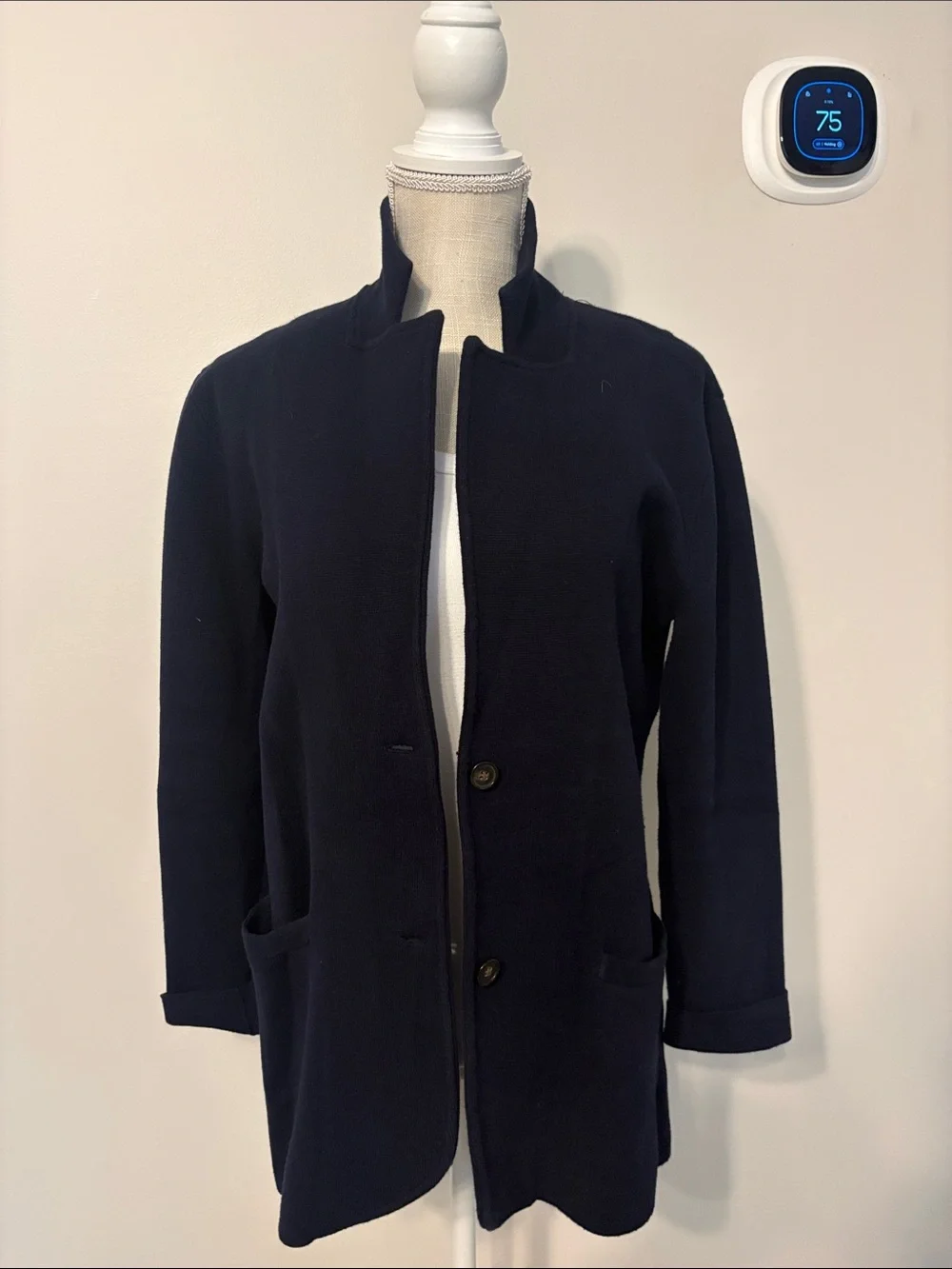 J. Crew Navy Stand-Collar Pea Coat